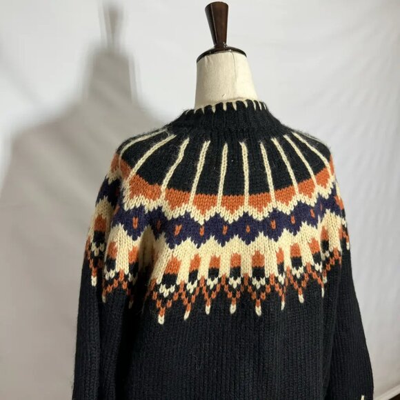 Dôen hue cardigan size medium! Black/orange/cream Fair Isle - Picture 5 of 8